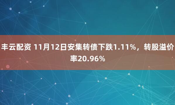 丰云配资 11月12日安集转债下跌1.11%，转股溢价率20.96%